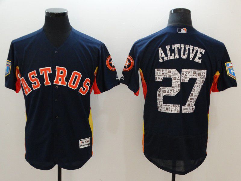Men Houston Astros #27 Altuve Blue Spring Edition MLB Jerseys